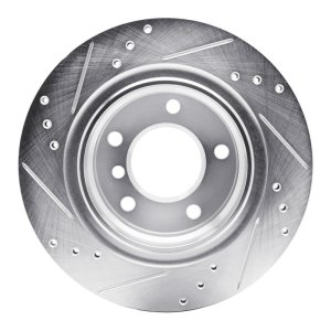 BMW Z4 Brake Rotor (1) - Rear Right - R1 Concepts - Drilled & Slotted - Silver - `03-`08